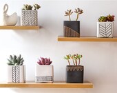 Set of 6 White and Black,Monochrome,Geometric pattern Ceramic Planter,Succulent Planter, Pot,Cactus Planter Container,Indoor Planter