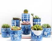 Set of 4 - Hand Painting Planter,Succulent Planter, Succulent Pot,Cactus Planter Container,Flower Planter,Home Decor,office decor,Gift Idea