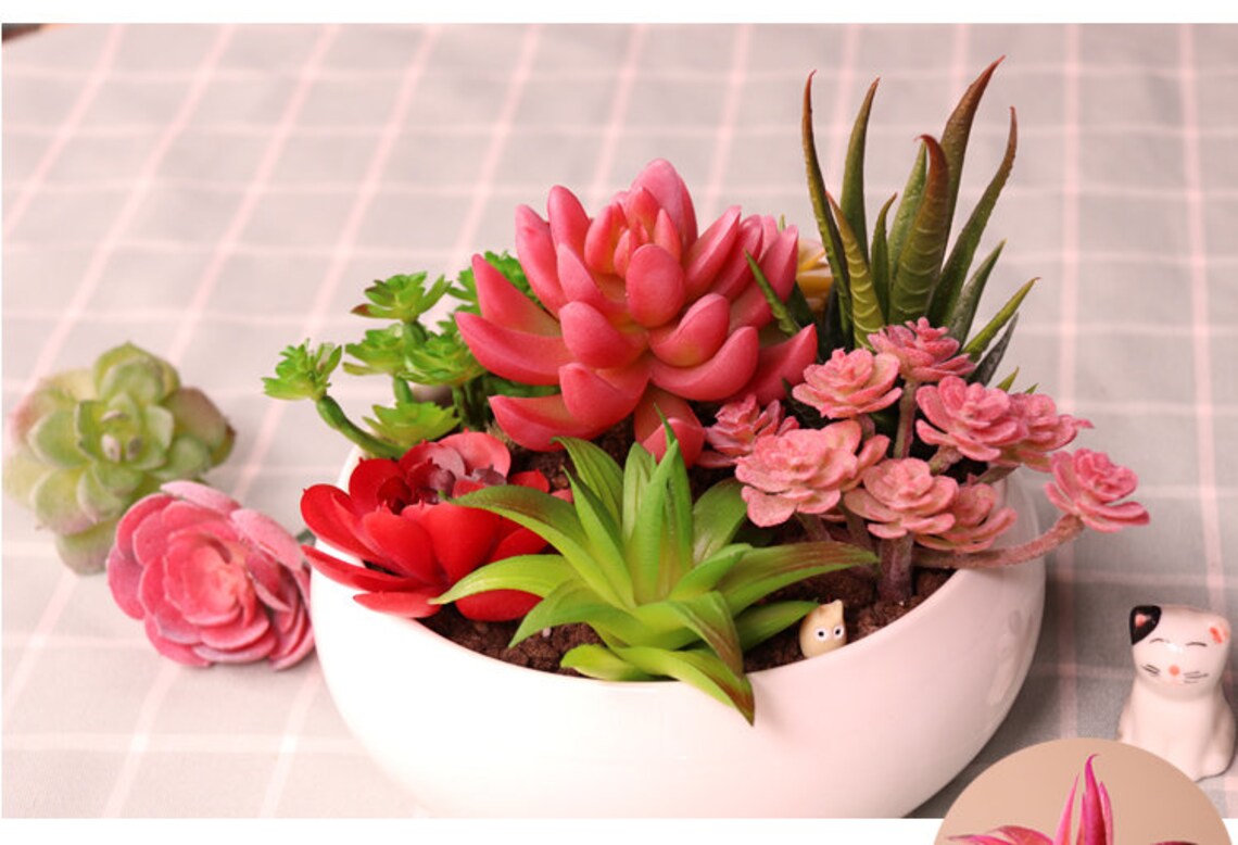 Set of 7 Fake Succulentfaux Plantsfake Cactusartificial Etsy