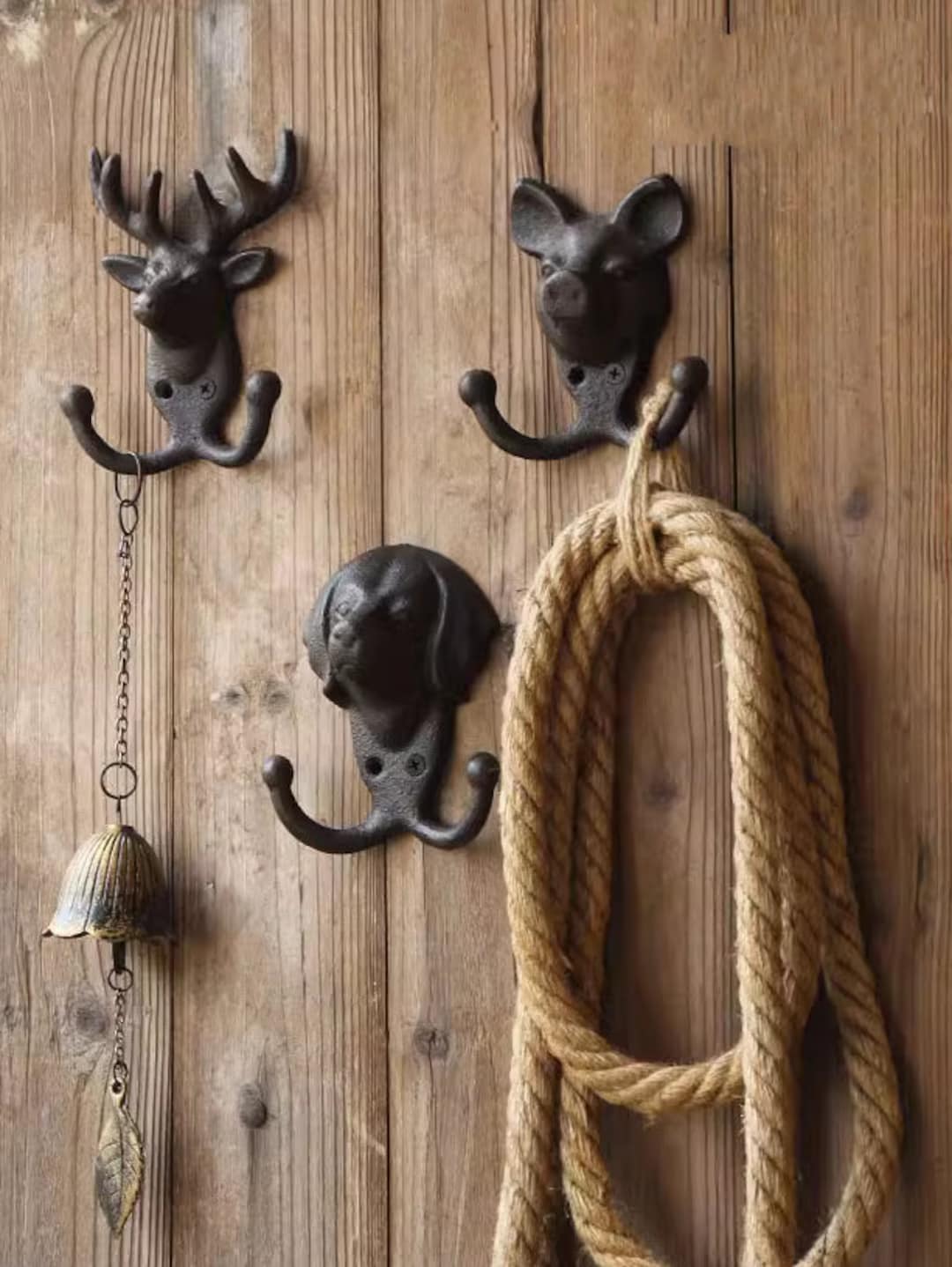 Animalwall Head Hook Made in Iron Coat Hooks Towel Hat Clothes Coat Hook Sturdy Metal Pig Hook