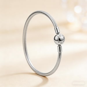Bracelet chaîne serpent compatible Pandora, fermoir boule en argent sterling 925, cadeau bracelet à breloques empilable minimaliste pour elle