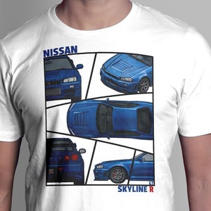 日産スカイラインR34 GTRベクターファイルPNG｜JDMカーTシャツデジタルダウンロード｜昇華プリント用自動車グラフィックデザイン｜車好きのためのウォールアート