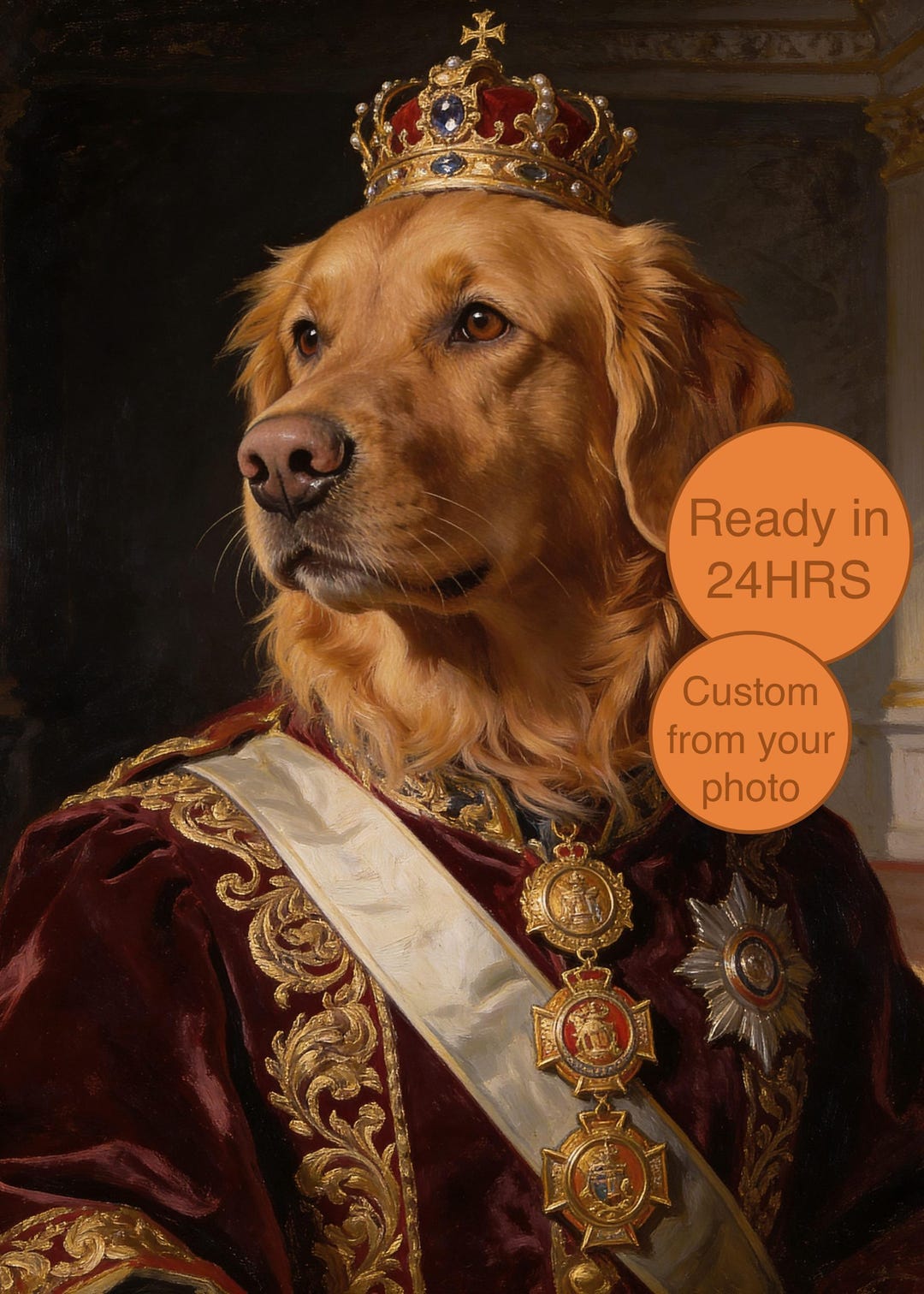 Custom Pet Portrait King Renaissance, Royal Pet Art (digital Download ...