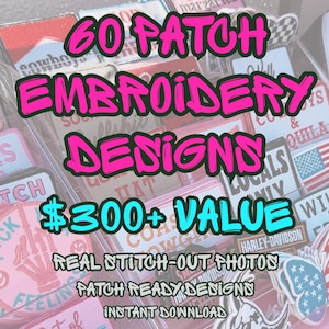60 Embroidery Patch Bundle | Patch Embroidery Designs | Instant Download | Commercial Use | Machine Embroidery Files