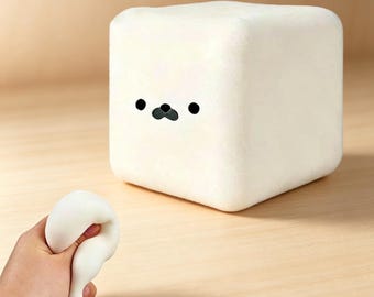 Kawaii Minimal Squish Toy – Premium TPU + Plush Combo, Non-Toxic, Quiet Squeezing, Great Gift for Students, Nurses, or Overthinkers