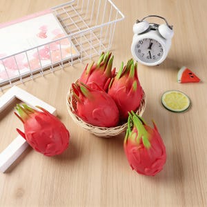 Realistic Dragon Fruit Squishy Toy in Vibrant Pink with Green Scales – Soft Slow-Rise Stress Relief Fidget for Adults