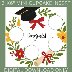 Inserto para caja de mini cupcakes (15 x 15 cm) ~ Graduación ~ SOLO DESCARGA DIGITAL