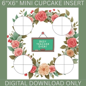 Inserto para caja de mini cupcakes (15 x 15 cm) ~ Agradecimiento a los maestros ~ Descarga digital imprimible