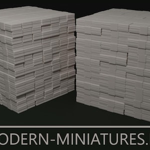 May include: Two light gray, cube-shaped decorative blocks with a textured, layered design. The blocks are side-by-side against a dark background. The text "MODERN-MINIATURES.EU" is at the bottom.