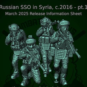 Combat Octopus, Modern Miniatures, Russian SSO in Syria circa 2016, 4 Figures 15mm 20mm 28mm 32mm 35mm 40mm 50mm 54mm 60mm 75mm, TT RPG, 3D