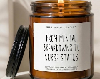 Vela "Do Colapso Mental ao Status de Enfermeira", Presente para Estudante de Enfermagem, Vela Divertida para Enfermeira, Presente de Formatura para Enfermeira, Presente de Sobrevivência à Faculdade de Enfermagem