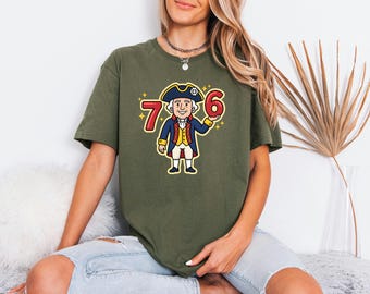 Funny 1776 Tee, George Washington Shirt, Patriotic USA Apparel, Retro Cartoon Top, 4th Of July Gift For Men