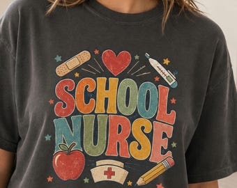 School Nurse Shirt, Retro School Health Tee, Nurse Appreciation Gift, Back to School Staff Tee