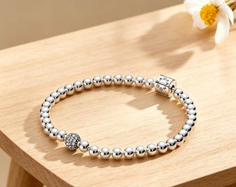 Bracciale Pandora, bracciale in argento sterling con catena e perline dal design misto.
