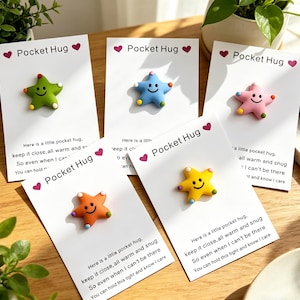 Niedliches Smiley Stern Geschenk | Harz Pocket Hug mit Motivationskarte | Ermutigung für Studenten & Freunde
