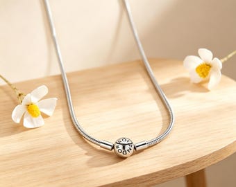 Collana Pandora classica a catena a serpente in argento, design semplice per occasioni speciali, collana con pendente