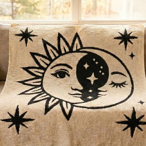 Patrón de manta de ganchillo con mosaico de sol y luna en PDF, patrón de ganchillo superpuesto, manta de ganchillo en PDF, descarga digital.