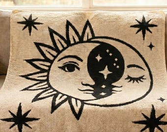 Patrón de manta de ganchillo con mosaico de sol y luna en PDF, patrón de ganchillo superpuesto, manta de ganchillo en PDF, descarga digital.