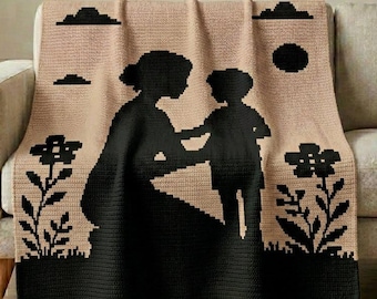 Mother Son Mosaic Crochet Blanket Pattern PDF, Overlay Mosaic Crochet Pattern, Mom Son Blanket, Mothers Day Crochet Gift