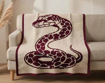 Schlangen Decke Muster PDF, Schlangen Mosaik Häkeldecke, Overlay Mosaik Häkeldecke, Schlangen Afghane werfen, Geschenk für Reptilienliebhaber