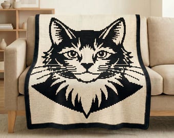 猫用かぎ針編みブランケットのパターン（PDF）、モザイク猫用ブランケット、オーバーレイモザイクかぎ針編みパターン、猫用スローブランケット（PDF）、かぎ針編みブランケットのパターン