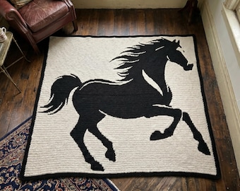 Blanket Crochet Pattern PDF – Horse Mosaic Crochet Blanket, Equestrian Blanket Pattern, Overlay Crochet Afghan, Horse Lover Gift