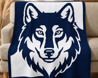 Wolf Mosaic Crochet Blanket Pattern PDF, Overlay Mosaic Crochet Chart, Wildlife Afghan, Rustic Animal Digital Download
