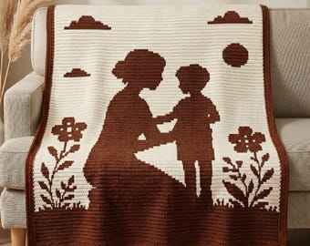 Mother Child Mosaic Crochet Blanket Pattern PDF, Overlay Mosaic Crochet Chart, Mom Baby Afghan, Mothers Day Crochet Throw PDF