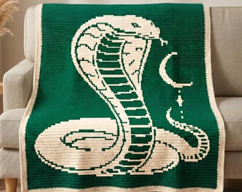 Cobra Blanket Pattern PDF, Cobra Mosaic Crochet Blanket, Overlay Mosaic Crochet Pattern, Snake Afghan Throw, Reptile Lover Gift