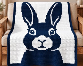 Bunny Mosaic Crochet Blanket Pattern PDF, Overlay Crochet Chart, Rabbit Blanket, Nursery Afghan Digital Download