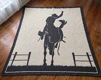 Blanket Crochet Pattern PDF – Cowboy Horse Mosaic Crochet Blanket, Western Rodeo Blanket Pattern, Overlay Crochet Afghan, Horse Lover Gift