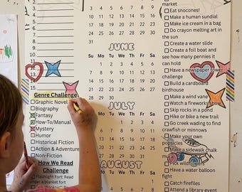 Summer 2026 Kids Activity Calendar | Coloring Bucket List Poster (Editable Canva Template)