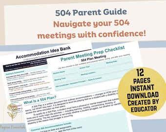 504 Plan Parent Guide | Printable School Meeting Prep Checklist and Accommodation Idea Bank