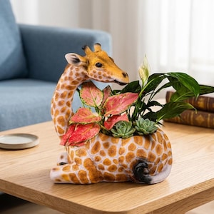 Giraffen-Sukkulenten-Pflanztopf – Gefleckter Harztopf, 28 cm (11 Zoll)
