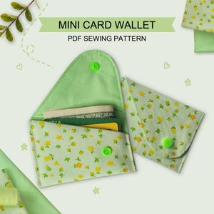 Patrón de costura para mini tarjetero, monedero pequeño DIY para principiantes (descarga instantánea en PDF) cw001