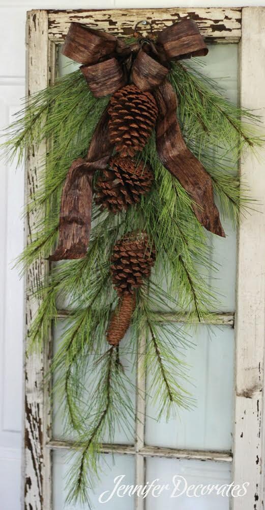 Christmas Pinecone 32 Rustic Door Swag | Etsy