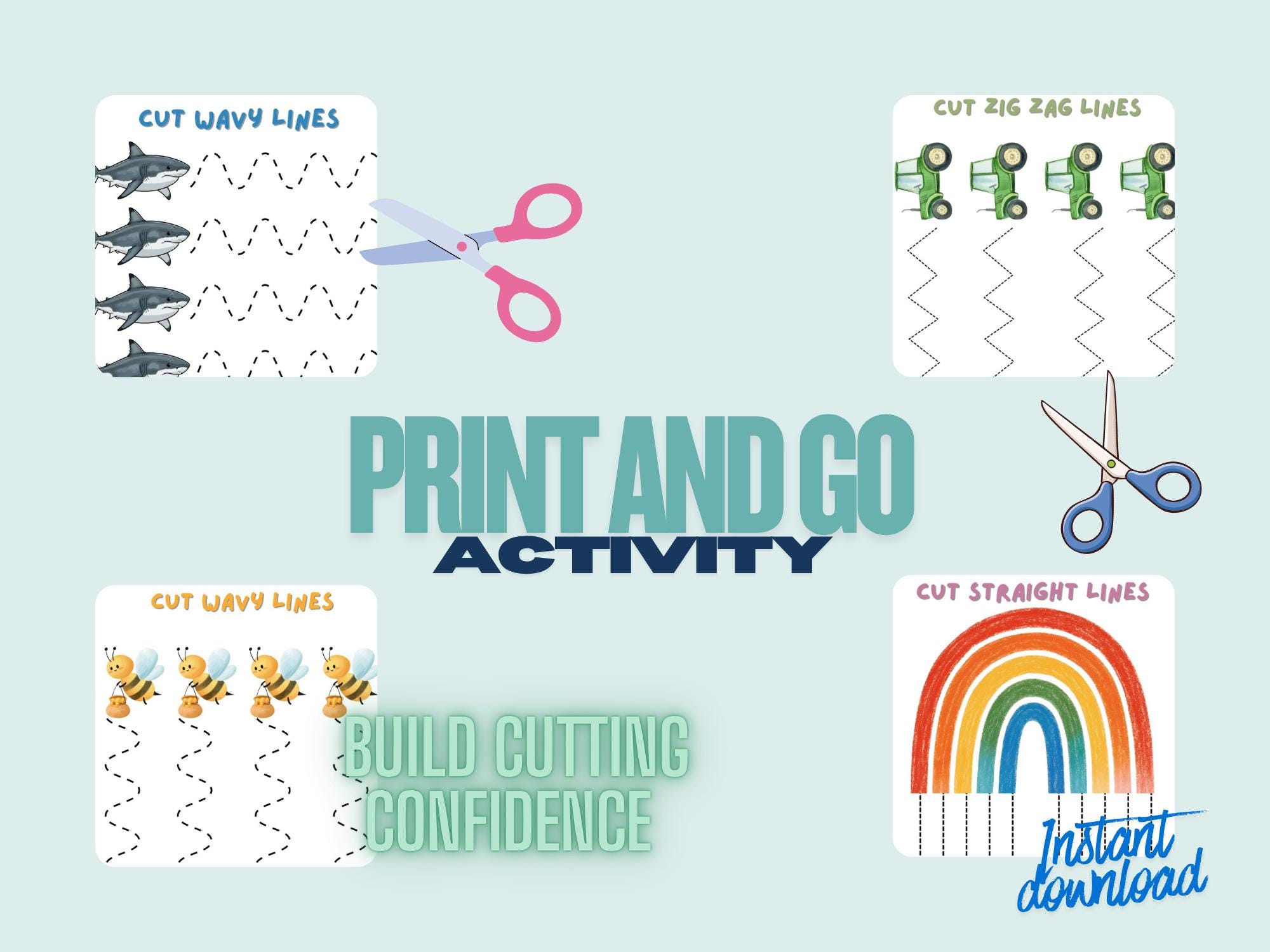 Preschool Scissor Skills Worksheets | Fine Motor Cutting Lines Practice ...