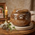 Personalized handmade Wooden Pet urn For ashes with rose wood product logo