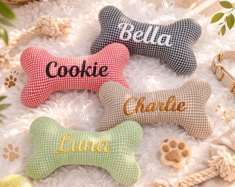 Personalized Bone Pet Toy, Custom Dog Toy with Embroidered Name, Dog Gift, Cute Pet Gift Idea, Birthday Gift for Pet Lovers, Custom Pet Gift