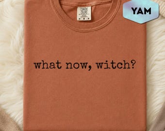 What Now Witch Graphic Tee, Funny Sassy Confrontational Halloween Shirt, Minimalist Witchy Saying Top, Sarcastic Spooky Gift Idea