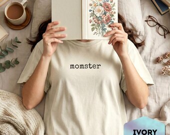 Momster Graphic Tee, Funny Halloween Mom Shirt, Dripping Font Spooky Mama Top, Trick Or Treat Bat Spider Web Mom Gift Idea