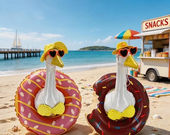 Pływający kostium bikini Donut, letnie bikini, kostium gęsi Duckie Doorway, 23-calowa ozdoba ogrodowa, prezent na zewnątrz.