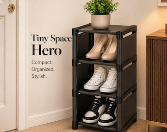 Organizador de zapatos, almacenamiento de zapatos para recibidor pequeño, estante para zapatos de armario estrecho, soporte para zapatos que ahorra espacio, estante de fácil montaje