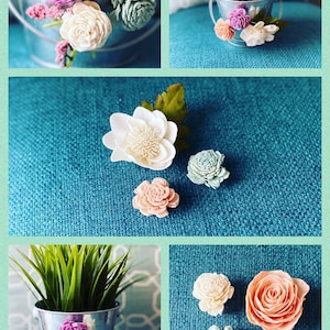 Set of 3 Flower Magnets, Wooden Flowers, Floral Refrigerator Magnets, Magnetic Flowers, Flowers, Magnets, Sola Wood Flowers