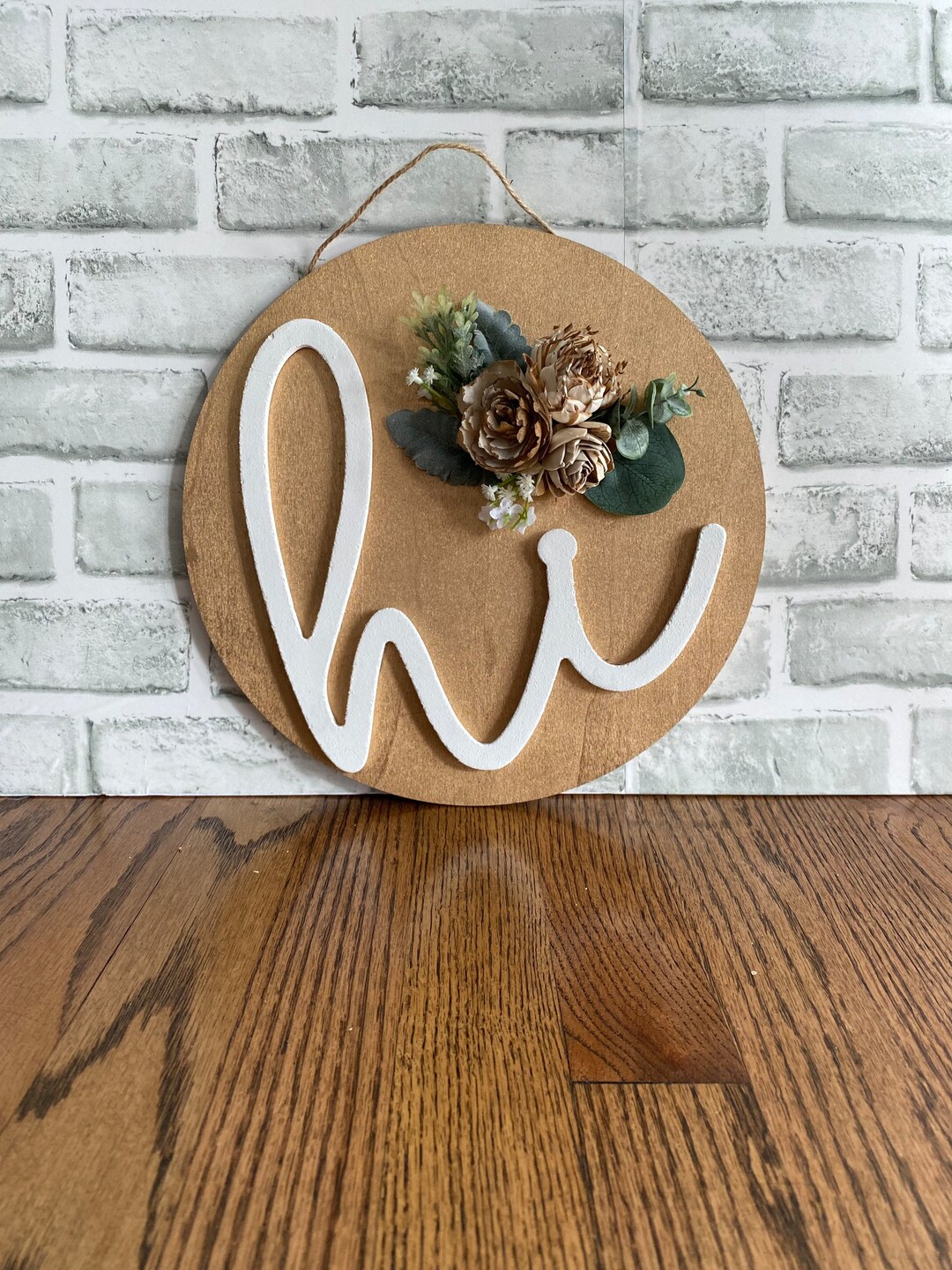 Wood Hi Door Hanger, Hi Door Sign, Hi Wall Hanging, Wood Flower Wall ...