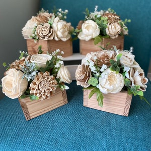 Custom Sola Wood Flower Arrangement, Wooden Flowers, Wedding Centerpiece, Bridal Shower Centerpiece, Wood Flower Box, Wood Box, Wood Flowers image 6