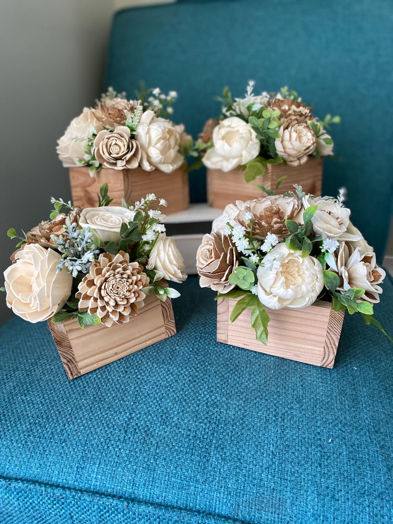 Custom Sola Wood Flower Arrangement, Wooden Flowers, Wedding Centerpiece, Bridal Shower Centerpiece, Wood Flower Box, Wood Box, Wood Flowers image 6