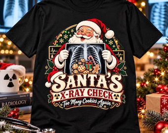 T-shirt de Noël pour techniciens en radiologie - Motif de radiographie du Père Noël