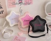 Personalized Star Crossbody Bag, Y2K Harajuku Shoulder Purse, Cute Kawaii Everyday Bag for Girls, Transparent Mesh Gift Bag