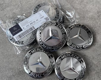 Mercedes-Benz Wheel Center Caps 75mm A1714000125 Silver Hub Caps Set of 4 OEM